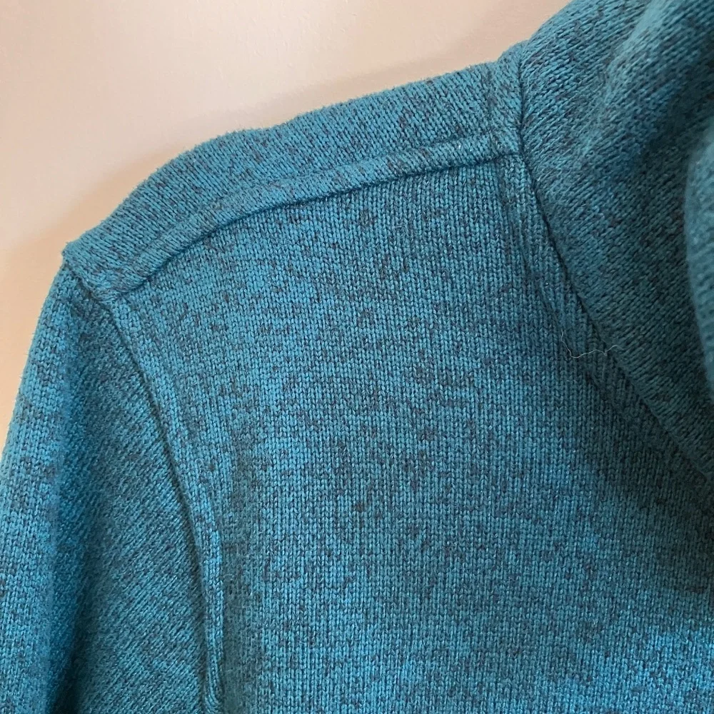 Lands End Sweater Fleece Jacket - Dark Teal Heather